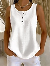  Per donna Camicia a nido d'ape Tinta unica Attivo Vintage Quotidiano Senza Maniche Top corti Casuale Quotidiano Ferie Bianco Viola Verde Estate Primavera