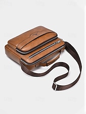 ieftine Genți de Băieți-geantă messenger vintage bărbătească din piele ecologică - geantă de umăr crossbody de mare capacitate cu buzunare multiple &amp;curea reglabilă pentru naveta de afaceri, călătorii &amp;casual de zi cu zi,