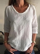  Pentru femei Cămașă Cămașă Boho Franjuri Culoare solidă Boemia Vacanță Zilnic În V Topuri obișnuite Casual Zilnic Concediu Alb Galben Roșu-aprins Gri Vară Primăvară