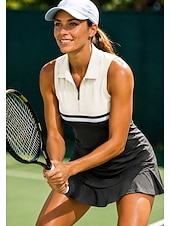 cheap Women's Shirt-Women's Geometric Tops Sport Shirt Golf Polo Shirt Tennis Shirt Sleeveless Zipper Floral UPF50+ UV Resistant High Elasticity Moisture Wicking Breathable Volleyball Tennis Golf Turndown Polo Collar