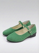 baratos Sapatilhas de mulher-Sapatilhas Mary Jane femininas roxas - sapatos de camurça sintética com tira ajustável, calçados casuais leves para o trabalho e viagens. &amp;uso diário