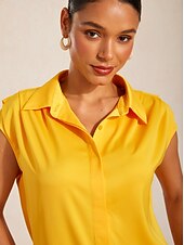 cheap Blouses &amp; Shirts-Silky Satin Sleeveless Wide Shoulder Top