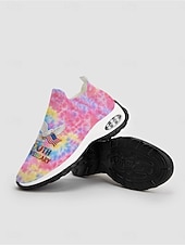  Women's Colorful Patriotic Tie Dye Slip-On Sneakers – Lightweight USA Flag Walking Shoes for Independence Day, Parade & Summer Festivals