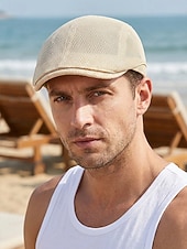 preiswerte Herrenhüte-Herren-Baskenmütze aus Polyester-Mesh, atmungsaktive, verstellbare Schirmmütze in verschiedenen Farben für Outdoor-Aktivitäten wie Angeln, Reisen, Urlaub und den Alltag.