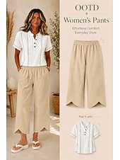  Mujer Pantalones casuales Pantalones Rectos Elegante Vacaciones Casual Longitud total Alta cintura Caqui Negro Blanco Azul Marino Oscuro Verano Primavera Otoño