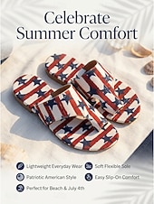  Women's Patriotic USA 250th Anniversary Shoes - American Flag Stars & Stripes Flat Sandals for 4th of July, Memorial Day & Summer BBQ Party
