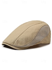cheap Men's Hats-Men's Mesh Beret Hat - Breathable Polyester Ivy Cabbie Cap with Adjustable Buckle, Multiple Colors, Lightweight Newsboy Flat Cap for Summer Travel, Outdoor Activities &amp; Daily Casual Wear