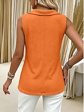  Dam Våffelskjorta Ensfärgat Elegant Aktiv Semester Ärmlös Halvlång ärm V-hals Långa toppar Dagligen Utomhus Streetwear Vit Orange Grön Sommar Vår Höst