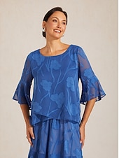 economico Bluse Eleganti-Per donna Camicia di Pizzo Blusa Top Eleganti Top in chiffon Orlo asimmetrico Tinta unica Floreale Grafico Elegante Essenziale Casual Mezza Manica Manica a Volant Scollo a Barca Quotidiano Lavoro