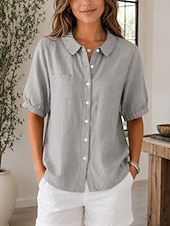  Women's Shirt Casual Shirt Solid Color Vacation Daily Casual Sleeveless Long Tops Casual Daily Holiday Blue Black White Red Green Summer Spring