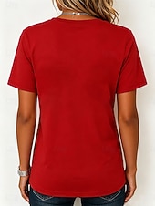 cheap Independence Day Top-American Independence Day Women's T Shirt Print Graphic Letter American Flag Vintage Stylish Classic Short Sleeve V Neck Regular Tops Casual Daily Black Red Green Summer Spring