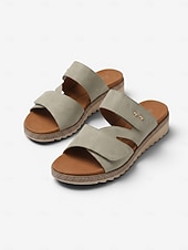 abordables Sandalias Cómodas-Sandalias negras cómodas para mujer con soporte para el arco del pie - correa ajustable en ancho. Sandalias cómodas para todo el día con suela antideslizante para caminar y viajar. &amp;ropa informal