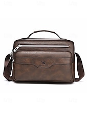 ieftine Genți de Băieți-geantă messenger vintage bărbătească din piele ecologică - geantă de umăr crossbody de mare capacitate cu buzunare multiple &amp;curea reglabilă pentru naveta de afaceri, călătorii &amp;casual de zi cu zi,