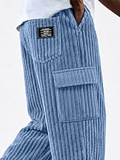 economico Pantaloni cargo-Per uomo Pantaloni Cargo Pantaloni Pantaloni in velluto a coste Pantaloni casual Pantaloni Larghi Coulisse Multi-tasche Gamba Dritta Tinta unica Comodità Lunghezza intera Casuale Quotidiano All'aperto