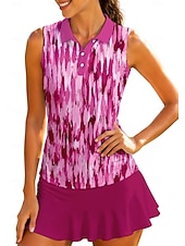 abordables Tenis-Mujer Geométrico Abstracto Tops Camisa deportiva Camisas de polo Camiseta de tenis Sin Mangas Cremallera Floral UPF50+ Resistente a los rayos UV Alta elasticidad Dispersor de humedad Transpirable