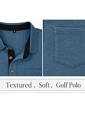abordables Polo classique pour homme-Homme Chemise de golf Polos de Golf Occasionnel Travail Revers Manche Courte Basique Moderne Uni Boutons Poche Avant Été Printemps Coupe régulière Bleu Bleu Clair Bleu clair Chemise de golf