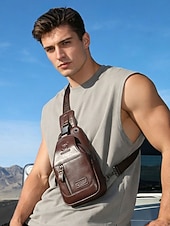 ieftine Genți de Băieți-geantă sling bărbătească din piele naturală - geantă vintage crossbody cu compartimente multiple &amp;capacitate mare, curea reglabilă pentru naveta de afaceri, călătorii &amp;casual de zi cu zi, culori