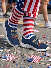  Damesschoenen in blauw met Amerikaans jubileummotief - casual sneakers met print van de Amerikaanse adelaar, ademend mesh bovenwerk en lichtgewicht EVA-zool, perfect voor parades en festiviteiten op 4