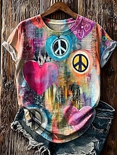 voordelige Dieren thee-Dames T-shirt Afdrukken Bloemig Grafisch dier Modieus Stijlvol Klassiek Korte mouw Strakke ronde hals Normale tops Casual Dagelijks Weekend blauw Blozend Roze Paars Oranje Zomer Lente