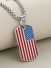 billige Tilbehør-Herrekjede med USA-flagg i rustfritt stål - patriotisk militæranheng i flere farger til amerikansk 250-årsjubileum, uavhengighetsdagen og utendørssport &amp;veteran gift
