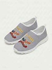  Damesschoenen in blauw met Amerikaans jubileummotief - casual sneakers met print van de Amerikaanse adelaar, ademend mesh bovenwerk en lichtgewicht EVA-zool, perfect voor parades en festiviteiten op 4