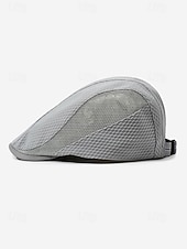 cheap Men's Hats-Men's Mesh Beret Hat - Breathable Polyester Ivy Cabbie Cap with Adjustable Buckle, Multiple Colors, Lightweight Newsboy Flat Cap for Summer Travel, Outdoor Activities &amp; Daily Casual Wear