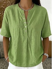  Dames Overhemd Effen Kleur Effen Elegant Dagelijks Klassiek Mouwloos Lange tops Casual blauw Zwart Geel Groen Khaki Zomer Lente