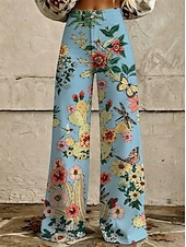 cheap Bottoms-Retro Vintage Boho 1970s Pants Wide Legged Pants Hippie Disco High Waist Floral Faux Jeans Style Fancy Dress Women's Halloween Carnival Music Festival Pride Parade Retro Theme Party Adults' Pants