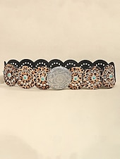 preiswerte Damengürtel-Boho-Gürtel mit runden Conchos für Damen, Western-Taillengürtel aus Kunstleder mit türkisfarbenen Nieten, Vintage-Gürtel mit Concho-Verzierung für Kleider, Festivals, Urlaub, Cowgirl-Look und lässige