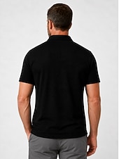 cheap Men's Classic Polo-Men's Textured Golf Polos Shirts- Cooling Short Sleeve-Black White Grey