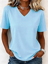  Dames T-shirts van 100% katoen - kwalitatief basic T-shirt met korte mouwen en V-hals