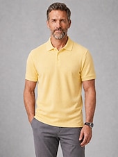 economico Polo Classico da Uomo-Polo da uomo a nido d'ape - casual, a coste, con colletto polo, maniche corte - gialla