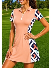 economico Abbigliamento Tennis da donna-Per donna Geometrico Abito sportivo Abito polo da tennis Manica Corta Zip a un quarto UPF50+ Elastico Traspirante Pallavolo Tennis Golf Collo ripiegato Vestito Nero Blu Viola Abbigliamento da tennis