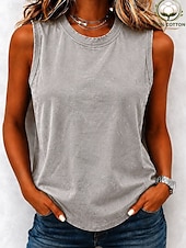  Camiseta sin mangas softfade™ vintage para mujer, 100 % algodón - top básico sin mangas con lavado suave
