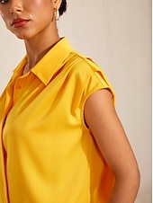 baratos Blusas e Camisas-blusa de cetim sedoso sem mangas com ombros largos
