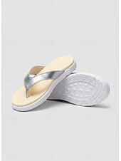 economico Infradito scivolosi-infradito da donna color argento con suola ammortizzata – sandali estivi leggeri per donna, ideali per piscina, vacanze e passeggiate informali