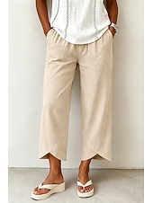  Mujer Pantalones casuales Pantalones Rectos Elegante Vacaciones Casual Longitud total Alta cintura Caqui Negro Blanco Azul Marino Oscuro Verano Primavera Otoño