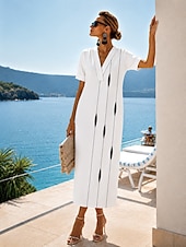  Per donna Abito maxi Abito Camicia Vestito Estivo Abito Vintage Abito Formale Elegante Vacanza Vintage Manica al gomito Casa Lavoro Spiaggia Vestibilità regolare Grafico Astratto Manica Corta Scollo
