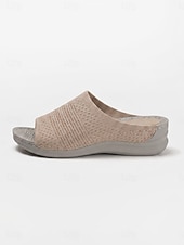 preiswerte Komfortsandalen-Damen-Sandalen mit Mandelfußgewölbestütze – offene Zehenpartie, weite Passform, Strickpantoffeln zum Hineinschlüpfen mit bequemer, gepolsterter Sohle, leichte Laufschuhe für geschwollene Füße,