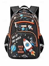 preiswerte Kids &amp; Teen Backpacks-Boys School Backpack with Dinosaur &amp; Astronaut Prints, Large Capacity Multi Pocket Polyester Bookbag, Lightweight Travel Backpack for Elementary School, Camping, Daily Use