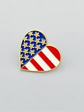  Women's USA Independence Day Alloy Pins Set – Multi-Style Patriotic Pins, Stars, Flags, Heart, Map, 7.4 Designs for Holiday, Party, and Festival Wear