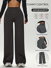 voordelige wijde pijpen en hoge taille-Dames Yoga broek Breed Been Vrijetijdsbroek Casual / sportief Volledige lengte Hoge taille Effen Comfortabel Comfort Zacht Hoge Elasticiteit Buitensporten Fitness Donker-Grijs Zwart Roze Wijn Lente
