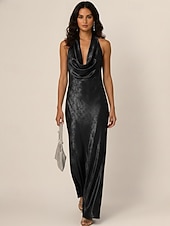 cheap Sheath Evening Dresses-Mermaid Trumpet Sheath Column Floor Length Evening Gown Formal Dress Elegant Celebrity Style Sleeveless Cowl Neck Wedding Formal Foiled with Ruched