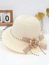cheap Women's Hats-Women's Bohemian Straw Sun Hat, Multi-Color Wide Brim Beach Vacation Hat with 3D Flower Decor for Casual Wear