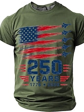 baratos Patriotic 250 T-shirts-4th of July 2026 250th Men's US Flag 1776 T Shirt Short Sleeve T shirt 3D Print Crew Neck Shirt Patriotic Daily Festival White Green Gray Summer Spring Clothing Apparel S M L XL XXL XXXL
