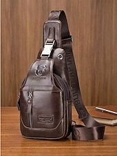 ieftine Genți de Băieți-geantă sling bărbătească din piele naturală - geantă vintage crossbody cu compartimente multiple &amp;capacitate mare, curea reglabilă pentru naveta de afaceri, călătorii &amp;casual de zi cu zi, culori