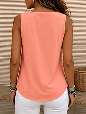 abordables Tanque Sencillo-Mujer Tanque Color sólido Vintage Elegante Básico Sin Mangas Escote Cuadrado Tops regulares Casual Diario Azul Piscina Blanco Naranja Verde Trébol Gris Verano Primavera