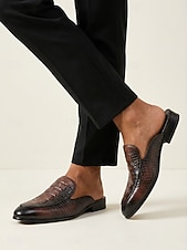 billiga Loafers-Svarta herrloafers med krokodilmönster – elegant slip-on-design med premiumläder, perfekt för bröllop, speciella tillfällen och formella kläder