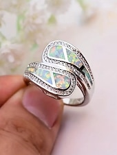 billiga Damringar-Damring i bohemisk legering, eleganta smycken i opal-look i flera storlekar för strandsemester, vardagskläder