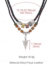 abordables Bijoux pour hommes-Collier pendentif flèche en alliage pour homme avec perles et cordon tressé – disponible en noir et marron, bijou décontracté et résistant idéal pour les vacances à la plage, le quotidien et les